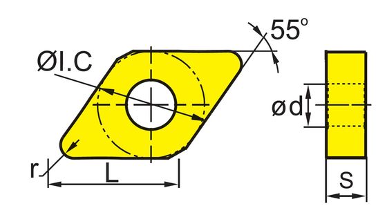 고효율 DNMG CNC 삽입기 55° D 각과 0° N 각