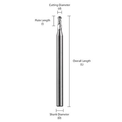 2-8mm 플루트 길이, 4mm 스칸 직경 및 정밀 가공을위한 50mm 전체 길이를 가진 텅스텐 탄화물 끝 밀