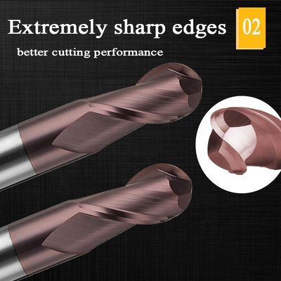 텅스텐 강철 카바이드 알루미늄 끝 연삭 200 밀리미터 6 Hrc 55 라운드 R3 4 플루트 Hrc 45